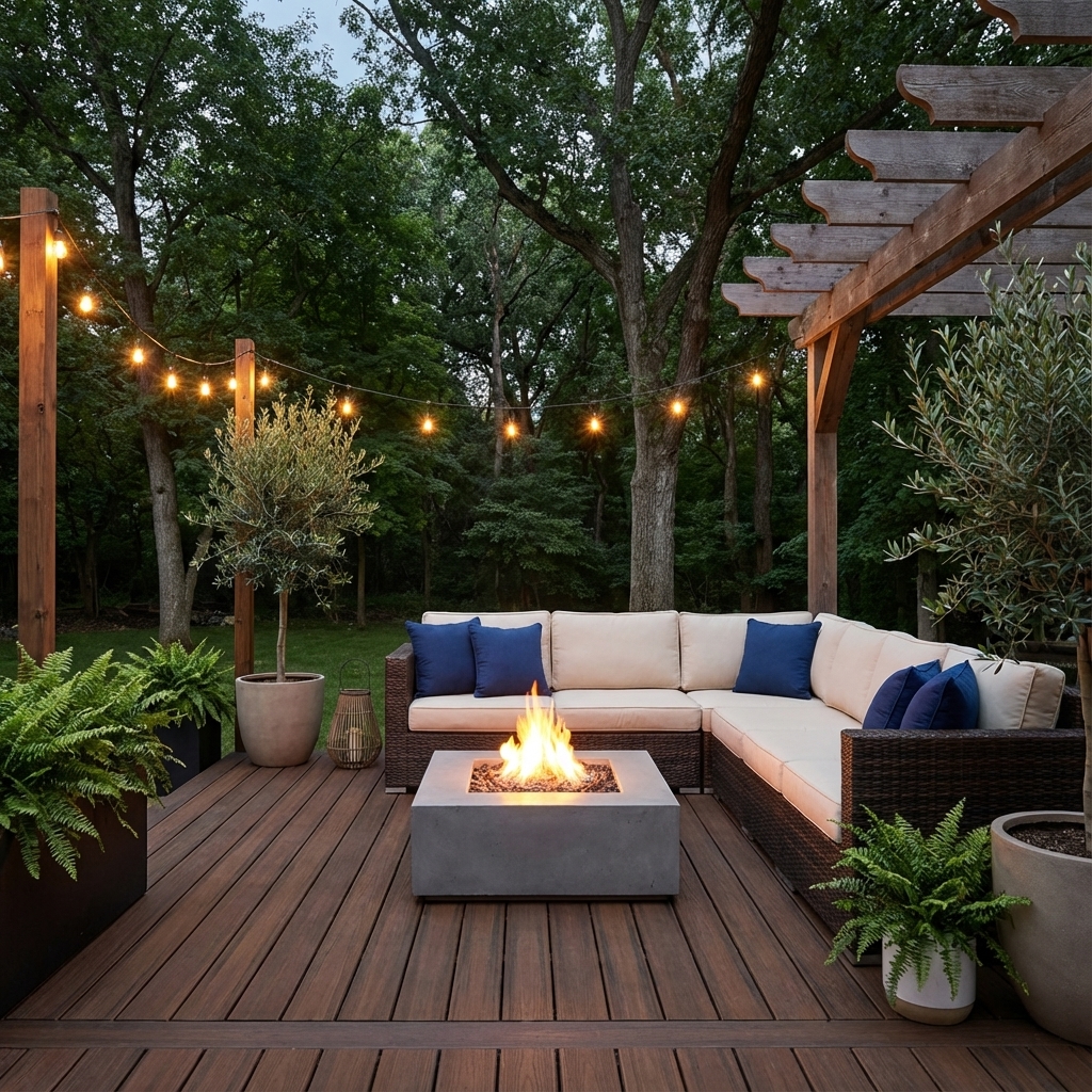 Premium Timber Flooring with Fire Pit